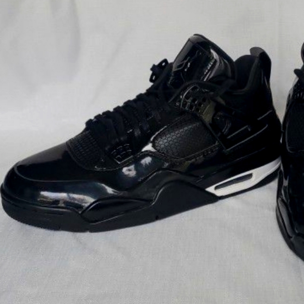 Jordan 4 Retro, size 10, Black Patent Leather, used